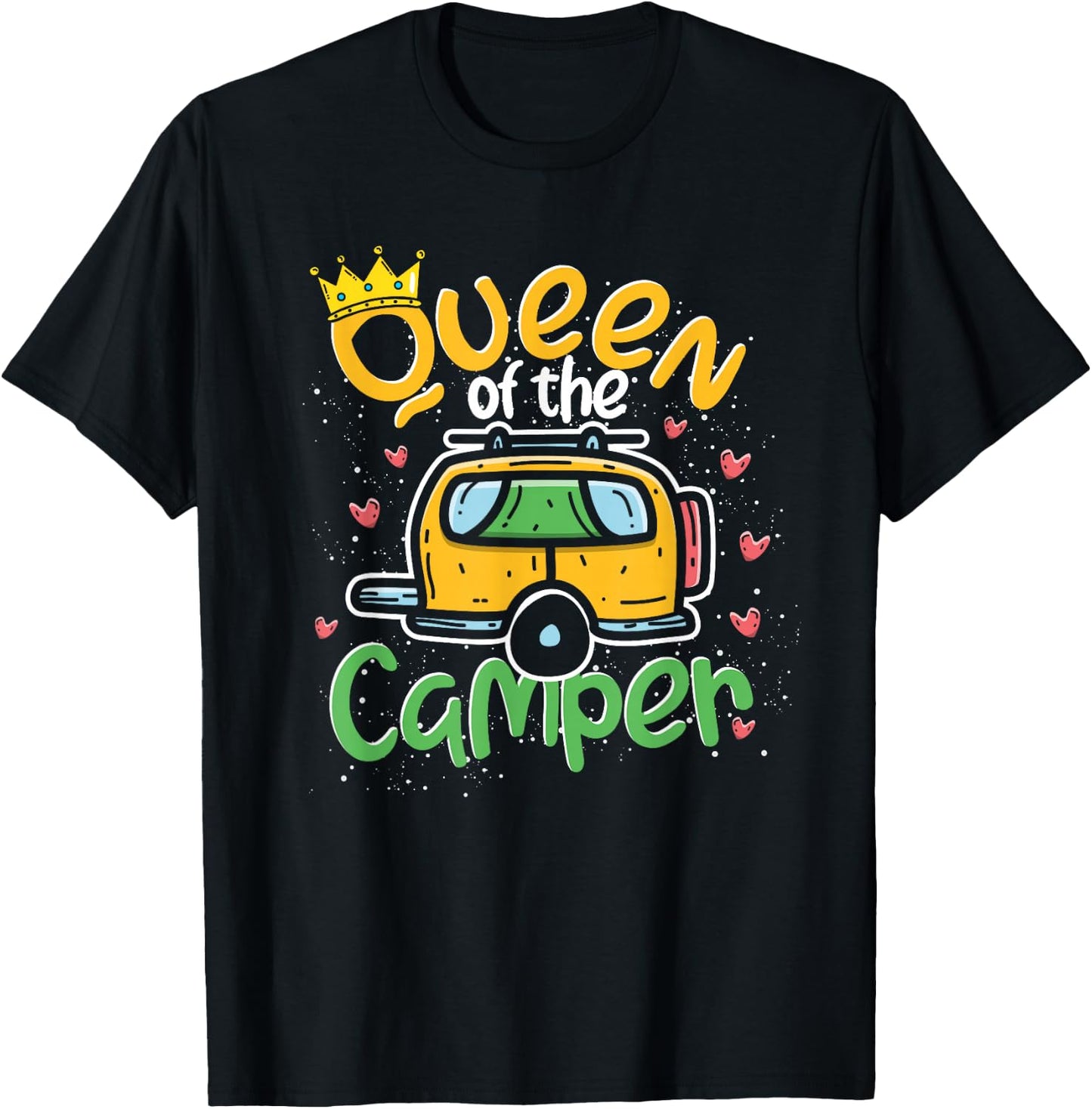 Outdoor Camping Caravan Queen Camper Motorhome Camping T-Shirt - T-Shirt | Black