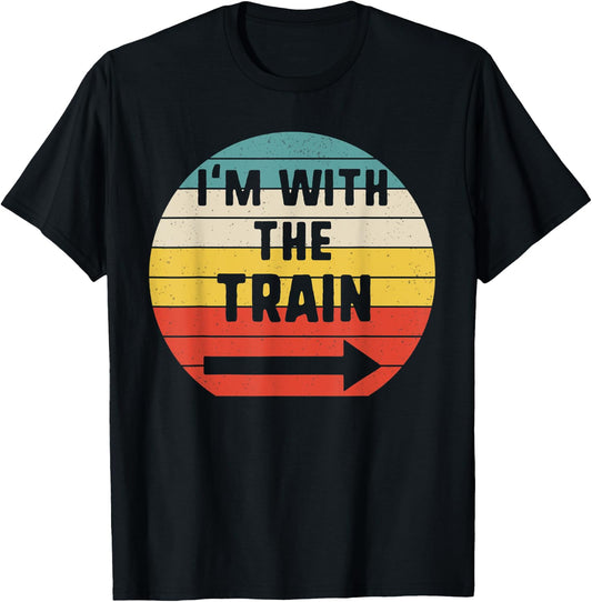 I'm With train Halloween Matching Couple Costume Vintage T-Shirt - T-Shirt | Black