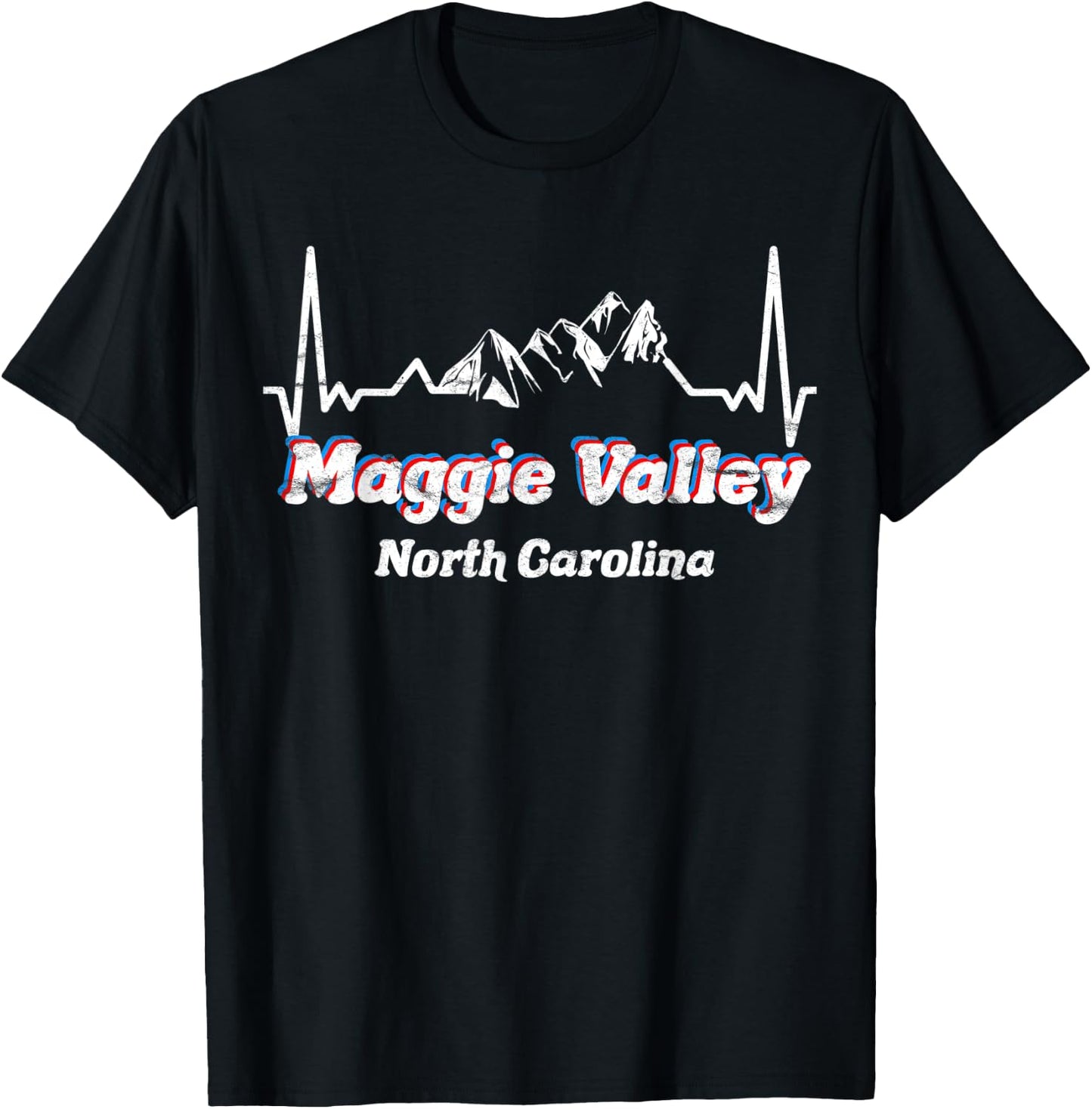 Maggie Valley, North Carolina Blue Ridge Mountains Retro T-Shirt - T-Shirt | Black