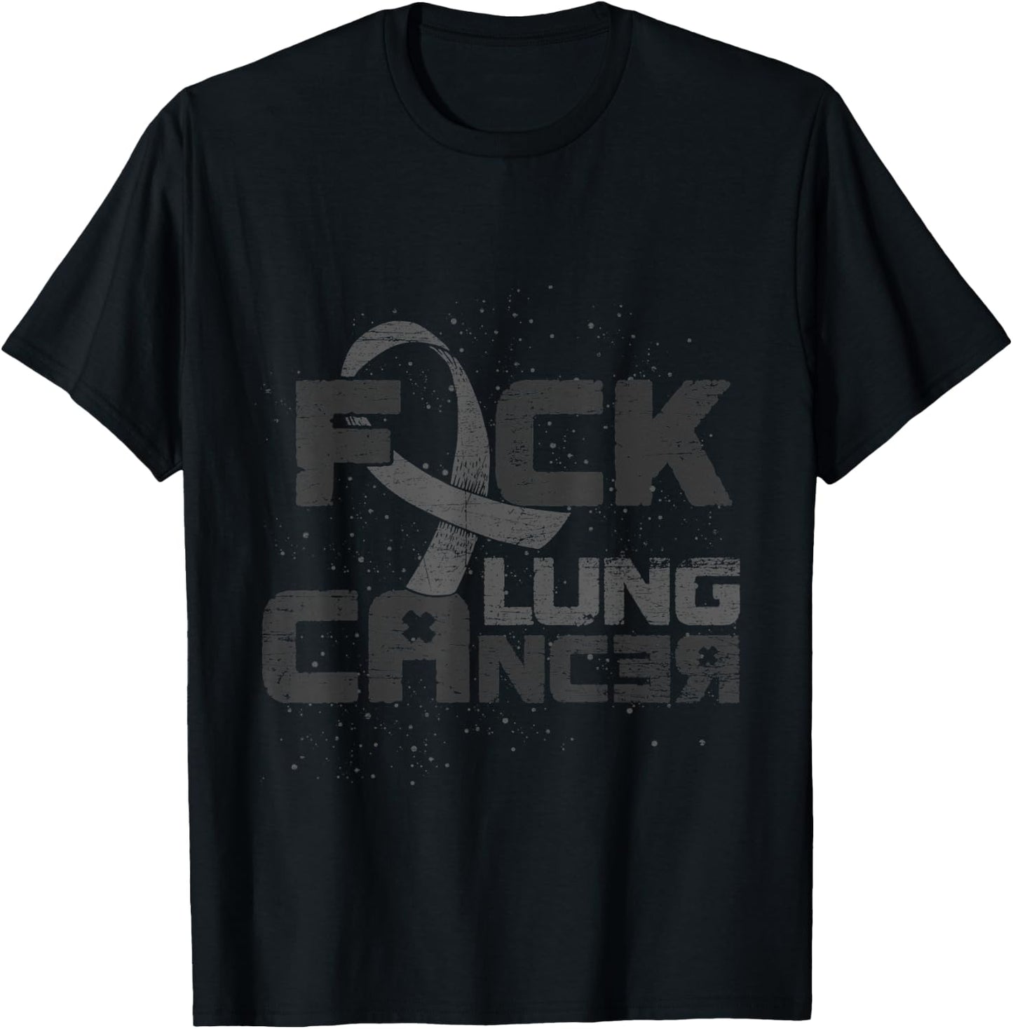 White Ribbon Lung Cancer Awareness Fuck Lung Cancer T-Shirt - T-Shirt | Black