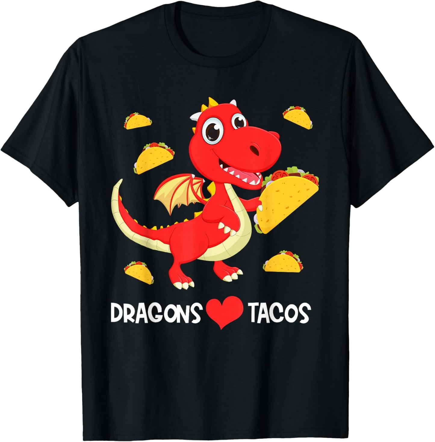 Dragons Love Tacos Cute Dragon Lover Boy Girl Mexico Taco T-Shirt - T-Shirt | Black