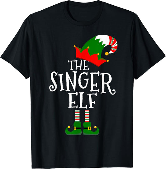 Funny The Singer Elf Matching Family Group Gift Christmas T-Shirt - T-Shirt | Black