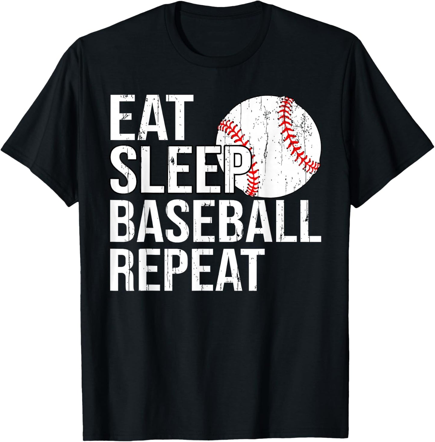 Eat Sleep Baseball Repeat Gifts Women Fathers Day T-Shirt - T-Shirt | Black