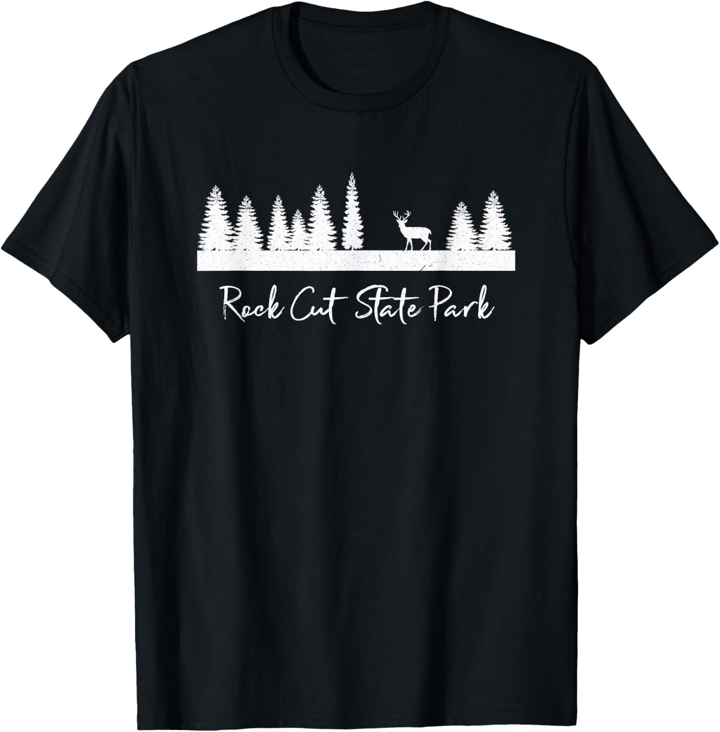 Rock Cut State Park Deer Camping Hiking Rustic Campround T-Shirt - T-Shirt | Black