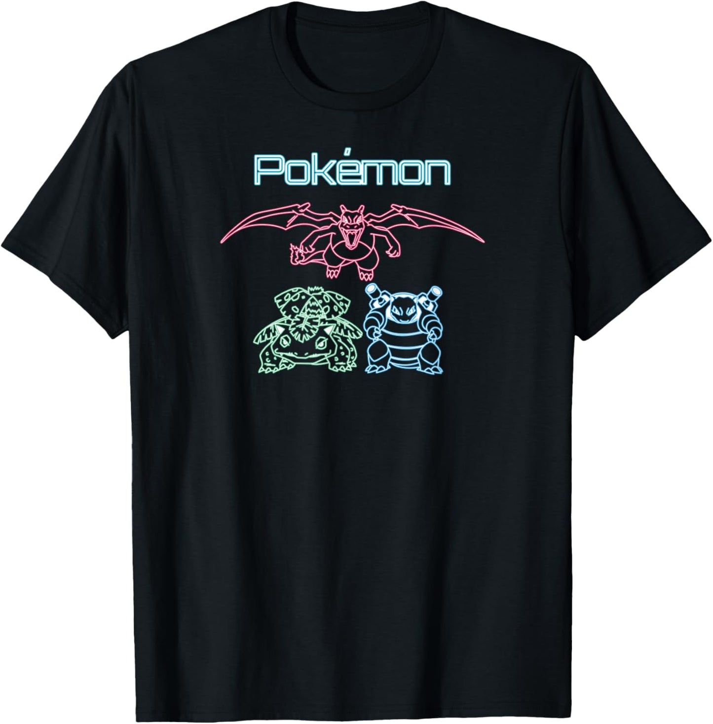 Pokémon - Charizard Blastoise Venusaur Kanto Gen 1 Starters T-Shirt - T-Shirt | Black