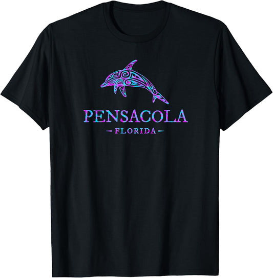 Pensacola Florida Dolphin Vacation Souvenir T-Shirt - T-Shirt | Black