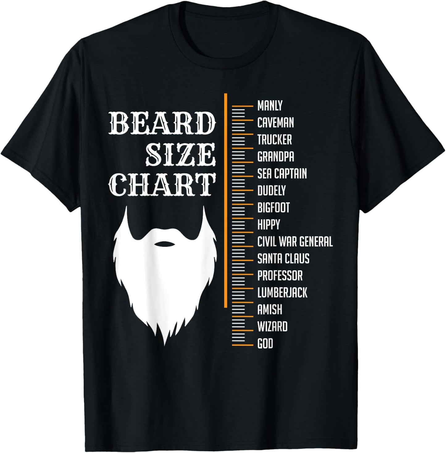 Beard Measurement Chart Shirt, Beard Length Growth Chart T-Shirt - T-Shirt | Black
