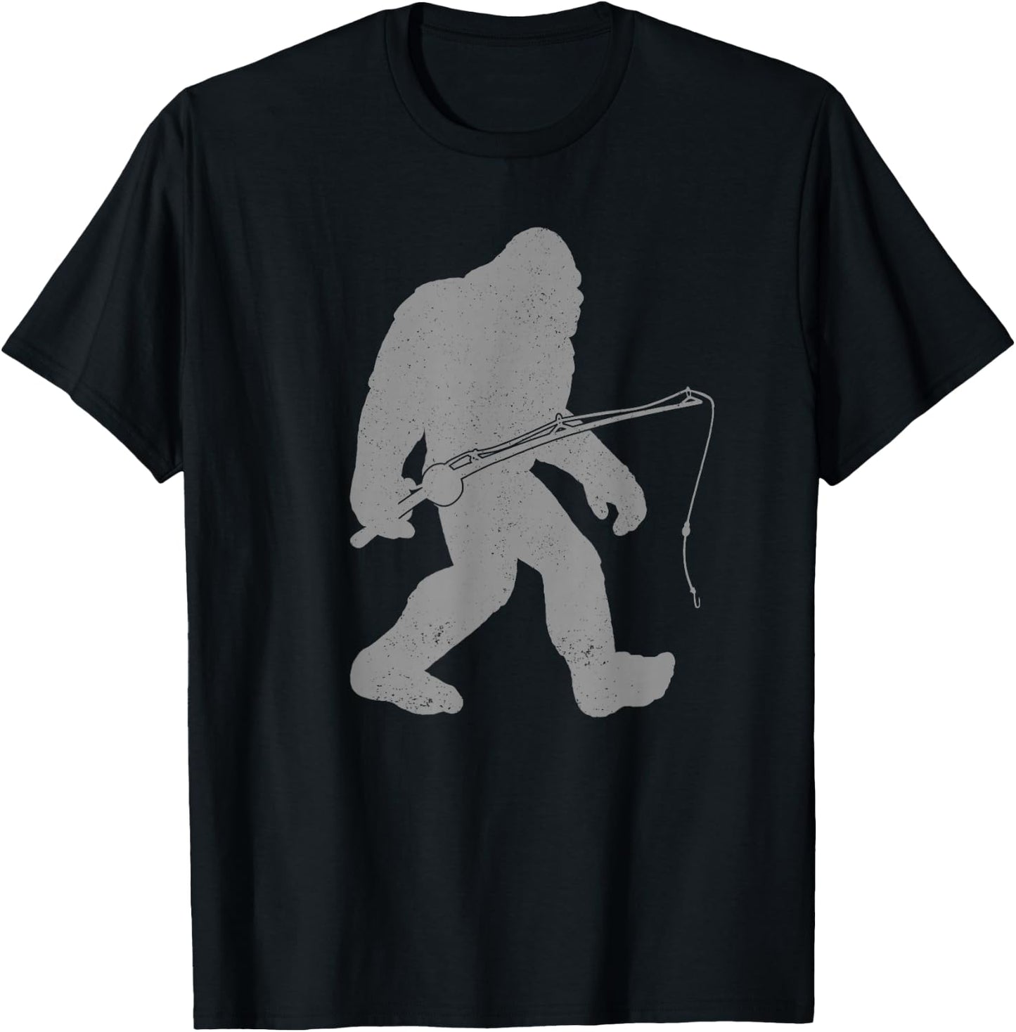Fishing Bigfoot Funny Fishing Gift Men Youth Boys T-Shirt - T-Shirt | Black