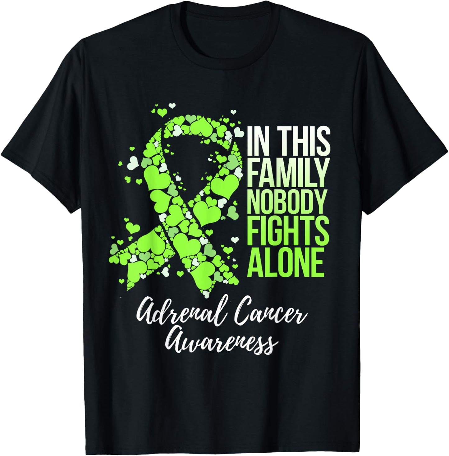 Family Support Adrenal Cancer Awareness T-Shirt - T-Shirt | Black