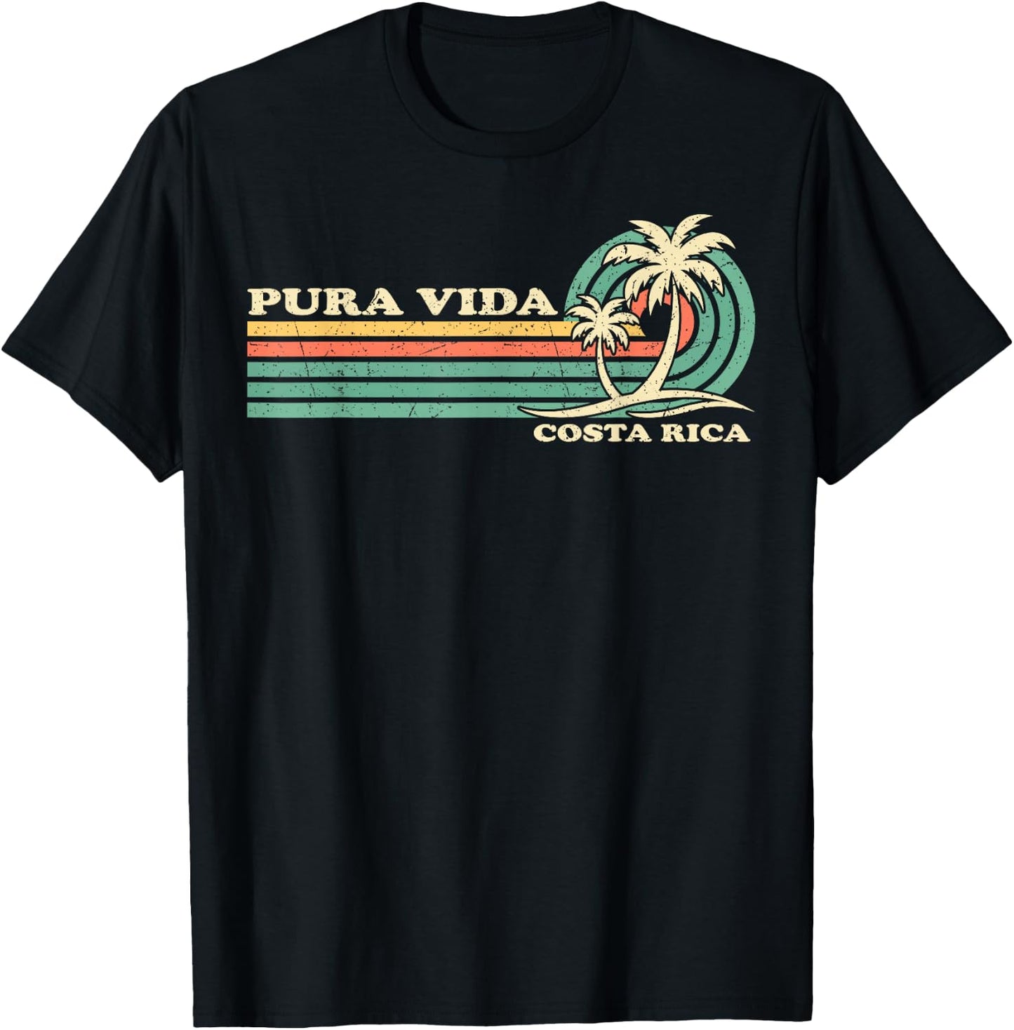 Retro Vintage Family Vacation Costa Rica Pura Vida Beach T-Shirt - T-Shirt | Black