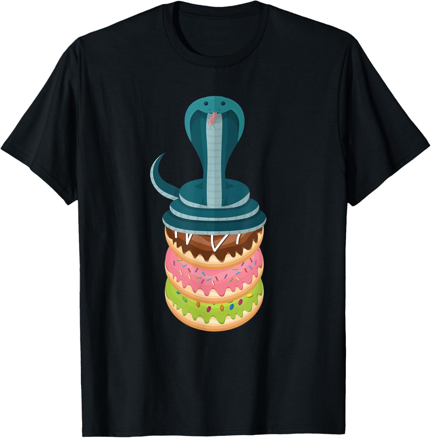 Snake Donut Cake Funny Snake T-Shirt - T-Shirt | Black