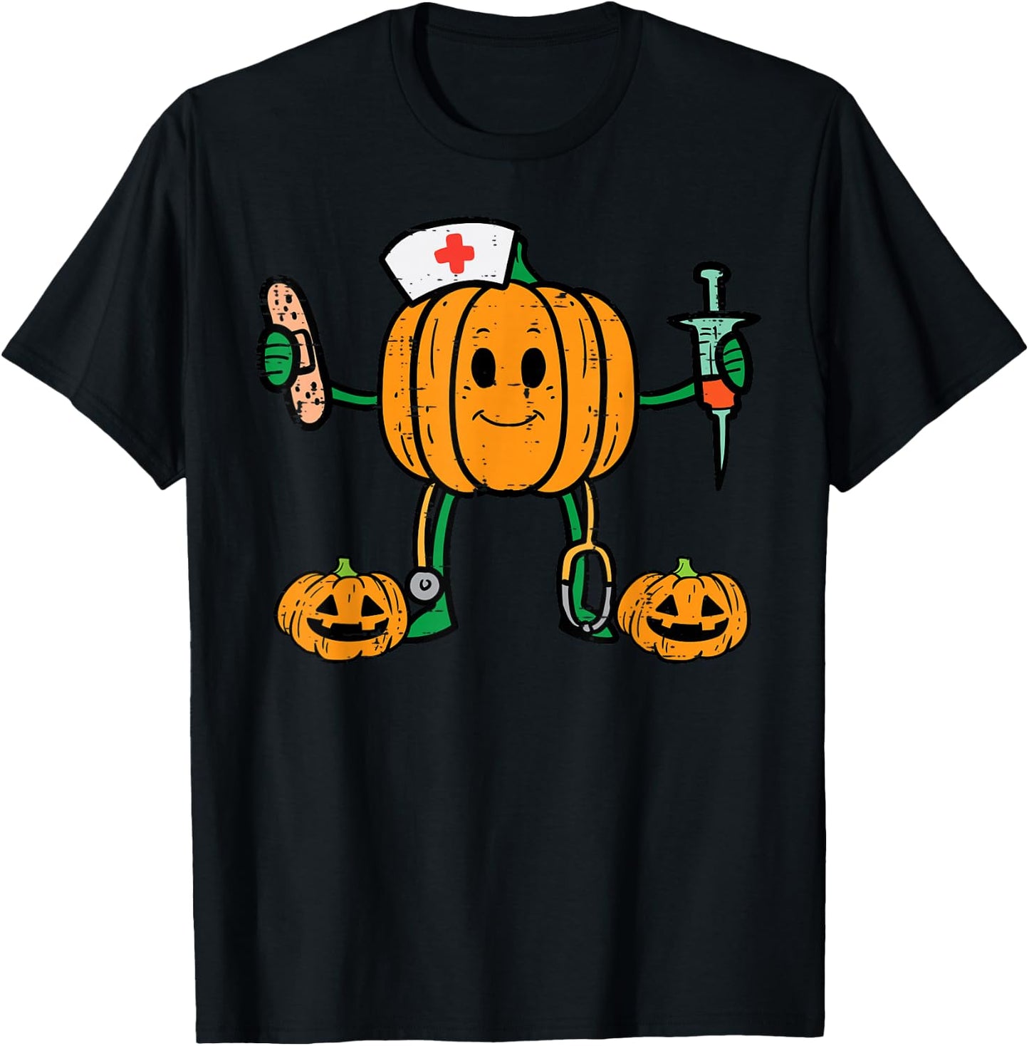 Halloween Nicu Nurse Pumpkin Funny Scrub Top Costume Women T-Shirt - T-Shirt | Black