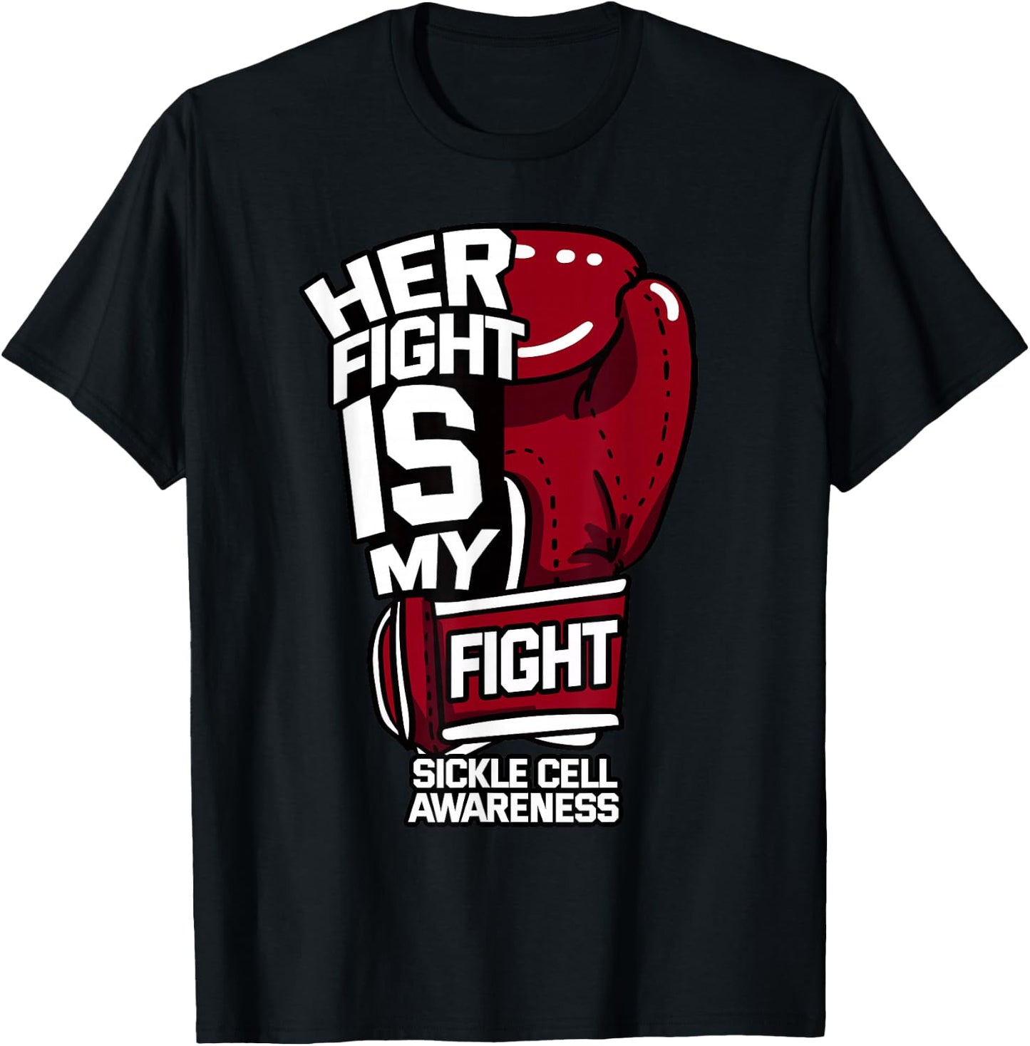 Her Fight Is My Fight Sickle Cell Awareness Burgundy Ribbon T-Shirt - T-Shirt | Black