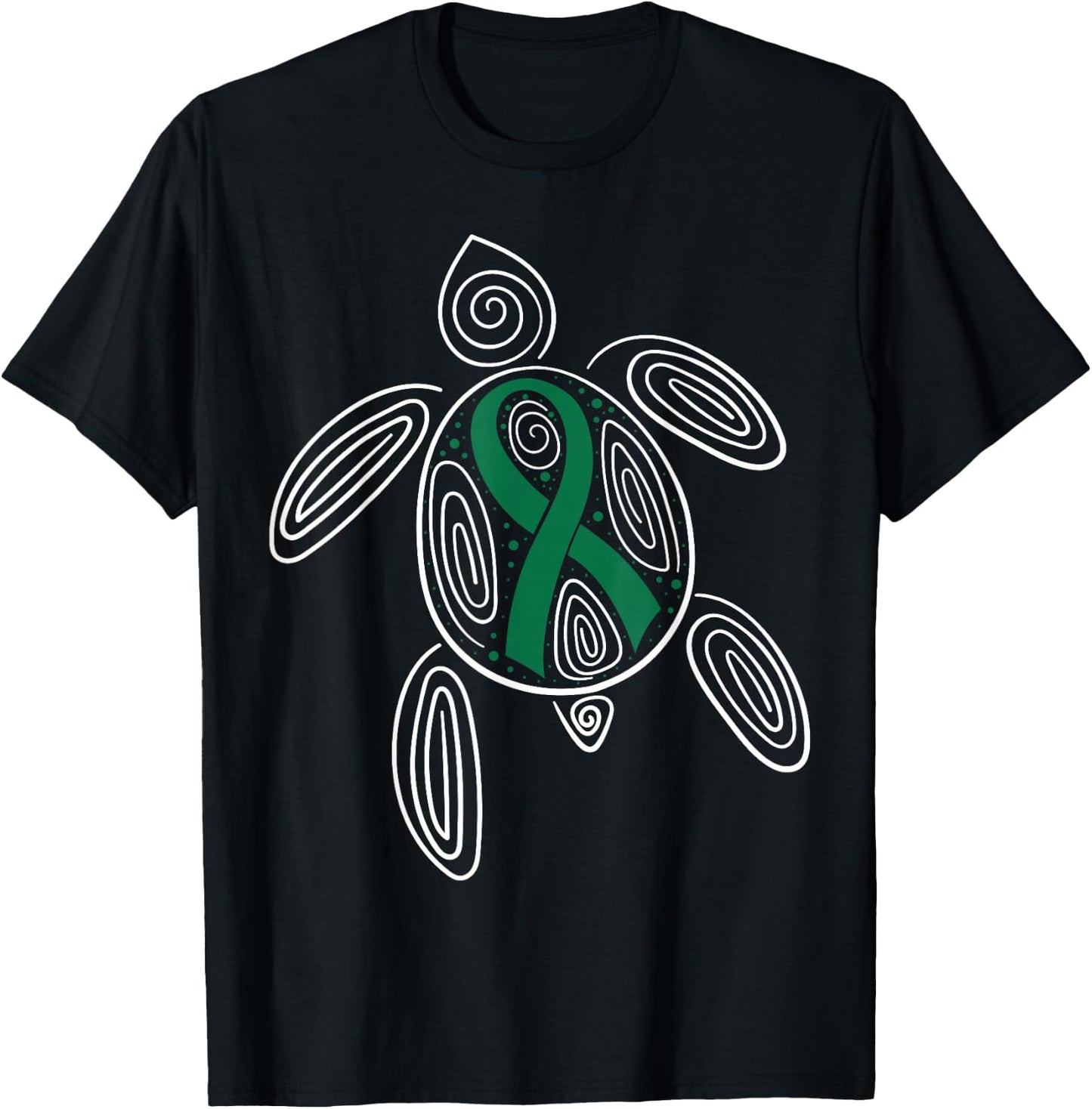 Liver Cancer Awareness Primary Hepatic Green Ribbon Jaundice T-Shirt - T-Shirt | Black