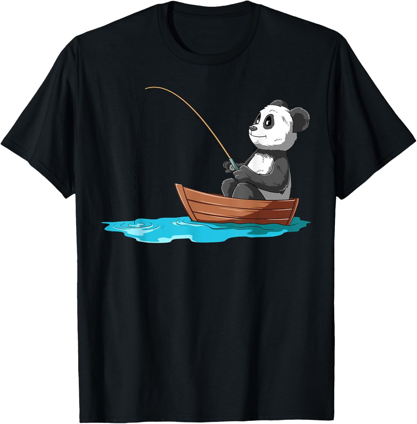 Panda Fishing Panda Fisherman Boat Fishing Lovers T-Shirt - T-Shirt | Black