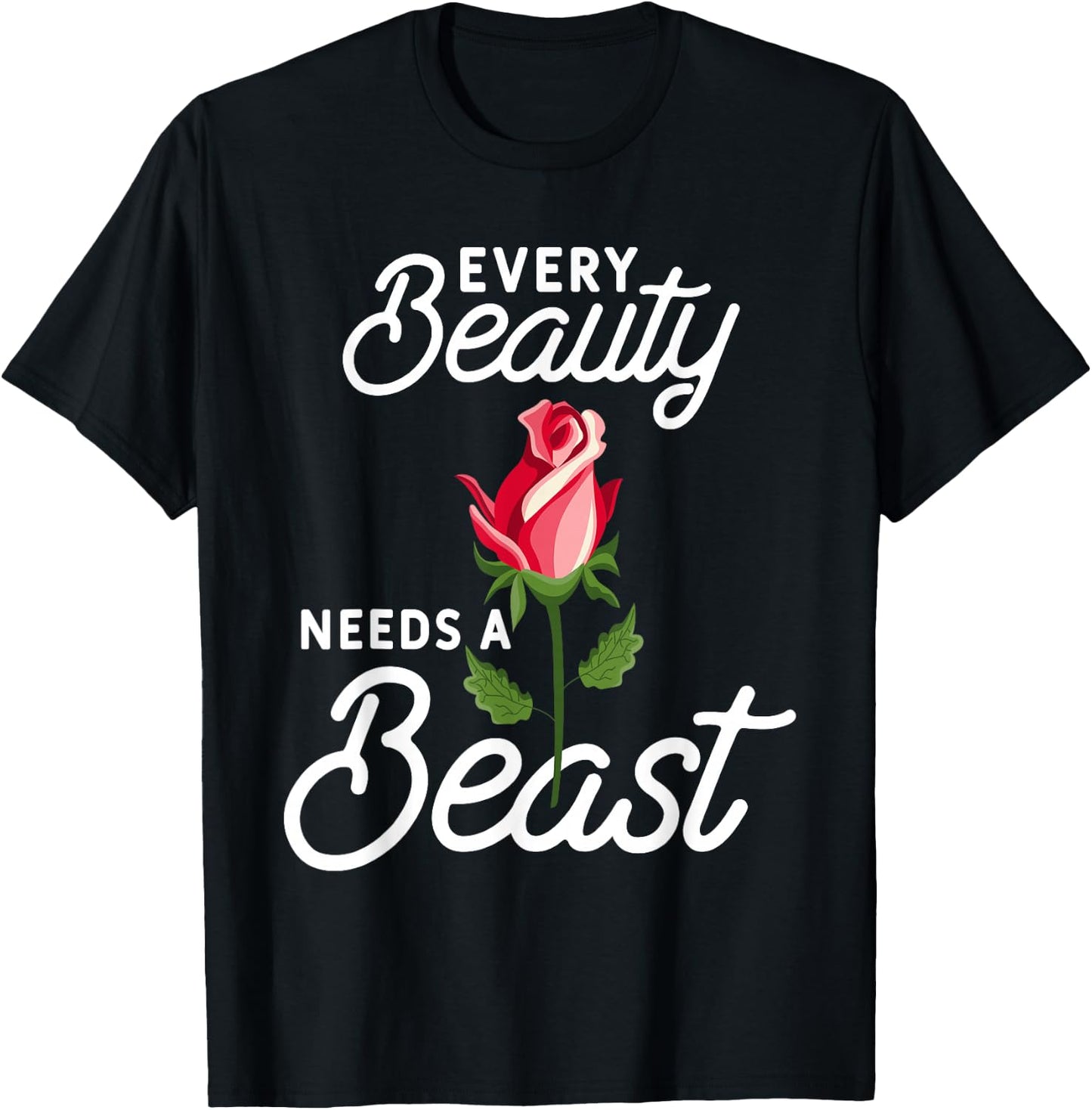 Every Beauty Needs A Beast Matching Couple Weightlifting T-Shirt - T-Shirt | Black