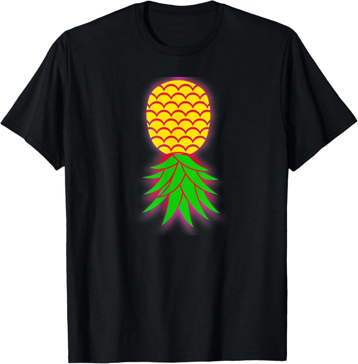 Glowing upside down pineapple swinger life Design T-Shirt - T-Shirt | Black