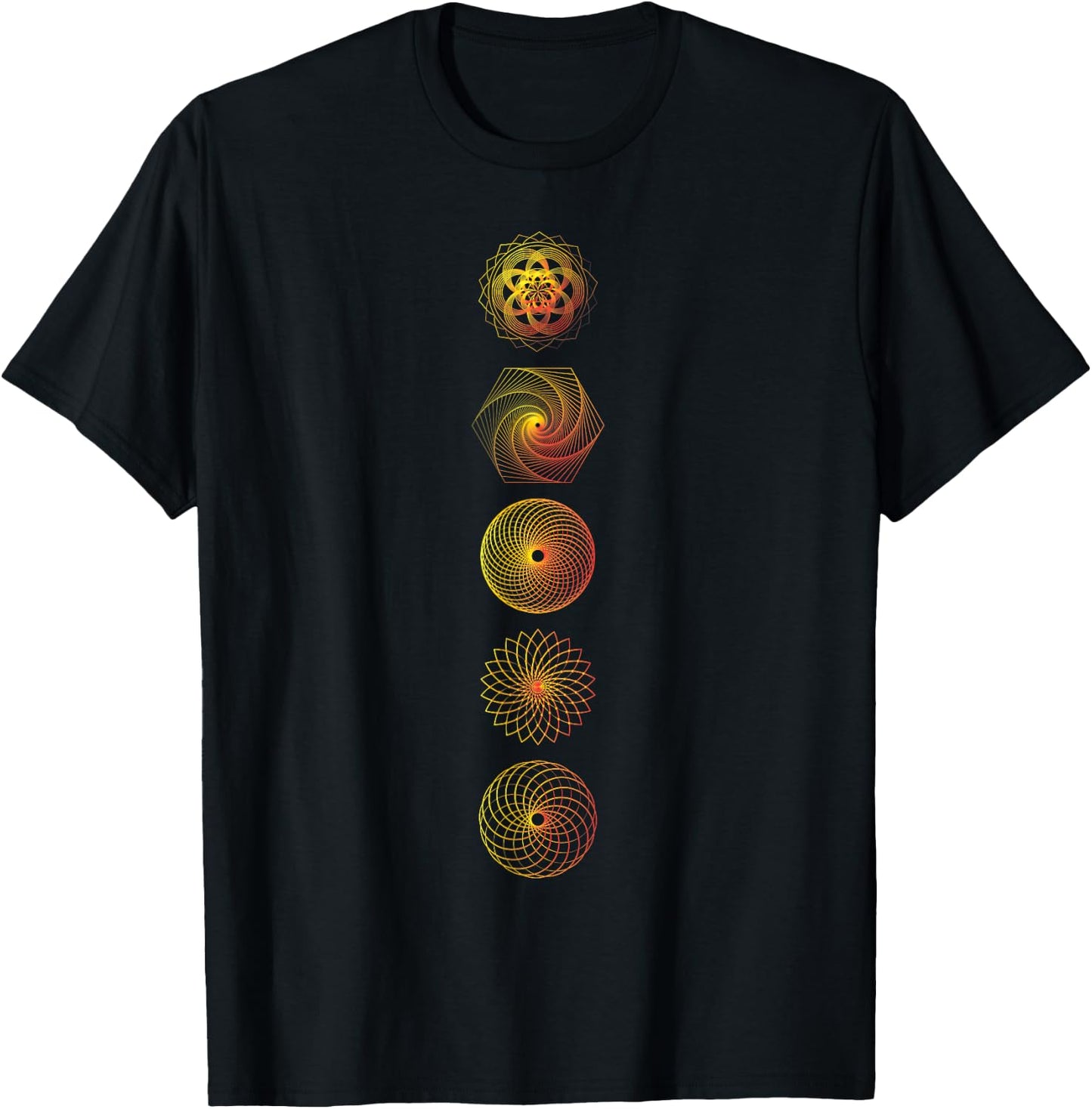 Sacred Geometry Esoteric Symbols Men's Black Yoga Modern Geometric T-Shirt - T-Shirt | Black
