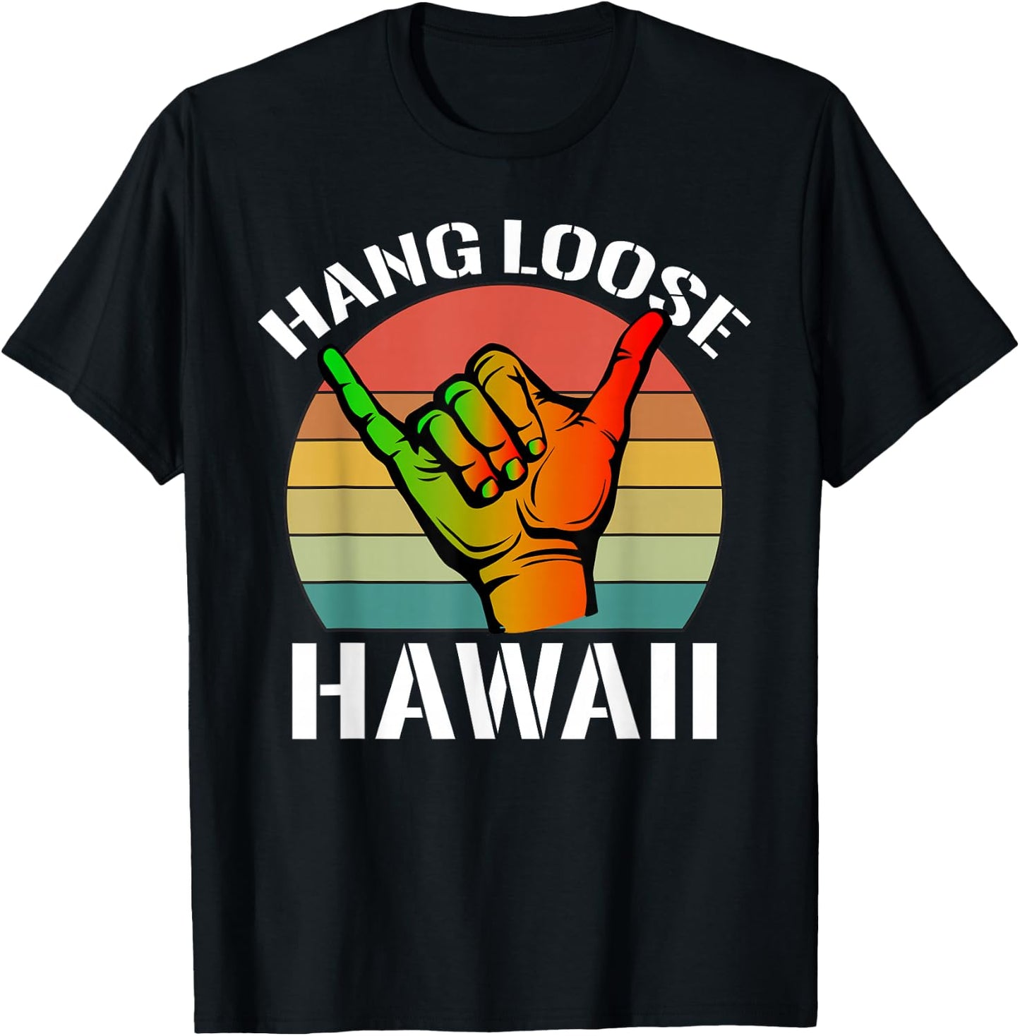 Vintage-Hang Loose hawaii-Shaka Hand sunset funny saying T-Shirt - T-Shirt | Black