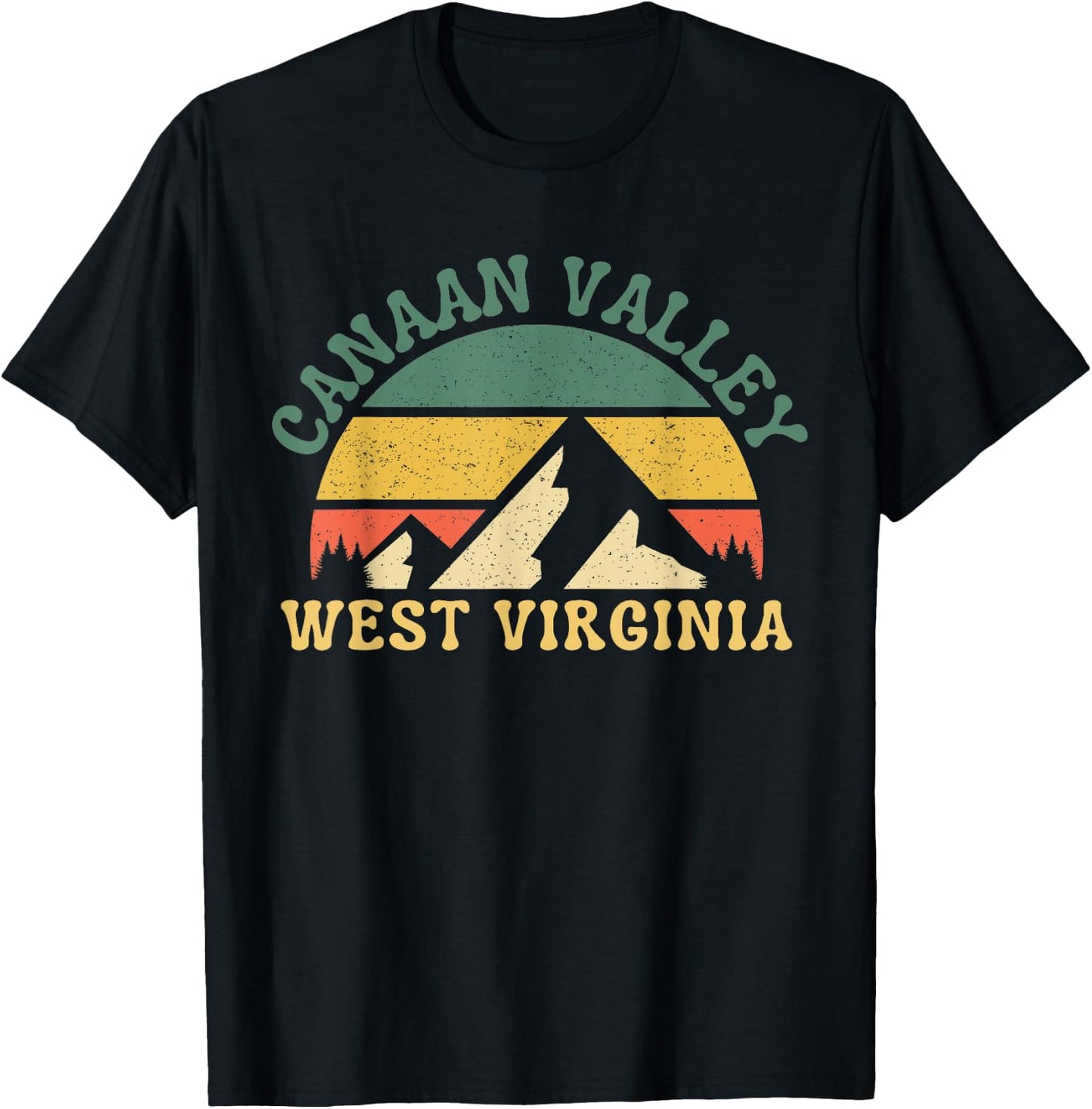 Canaan Valley West Virginia Mountain Retro Sunset Vintage T-Shirt - T-Shirt | Black