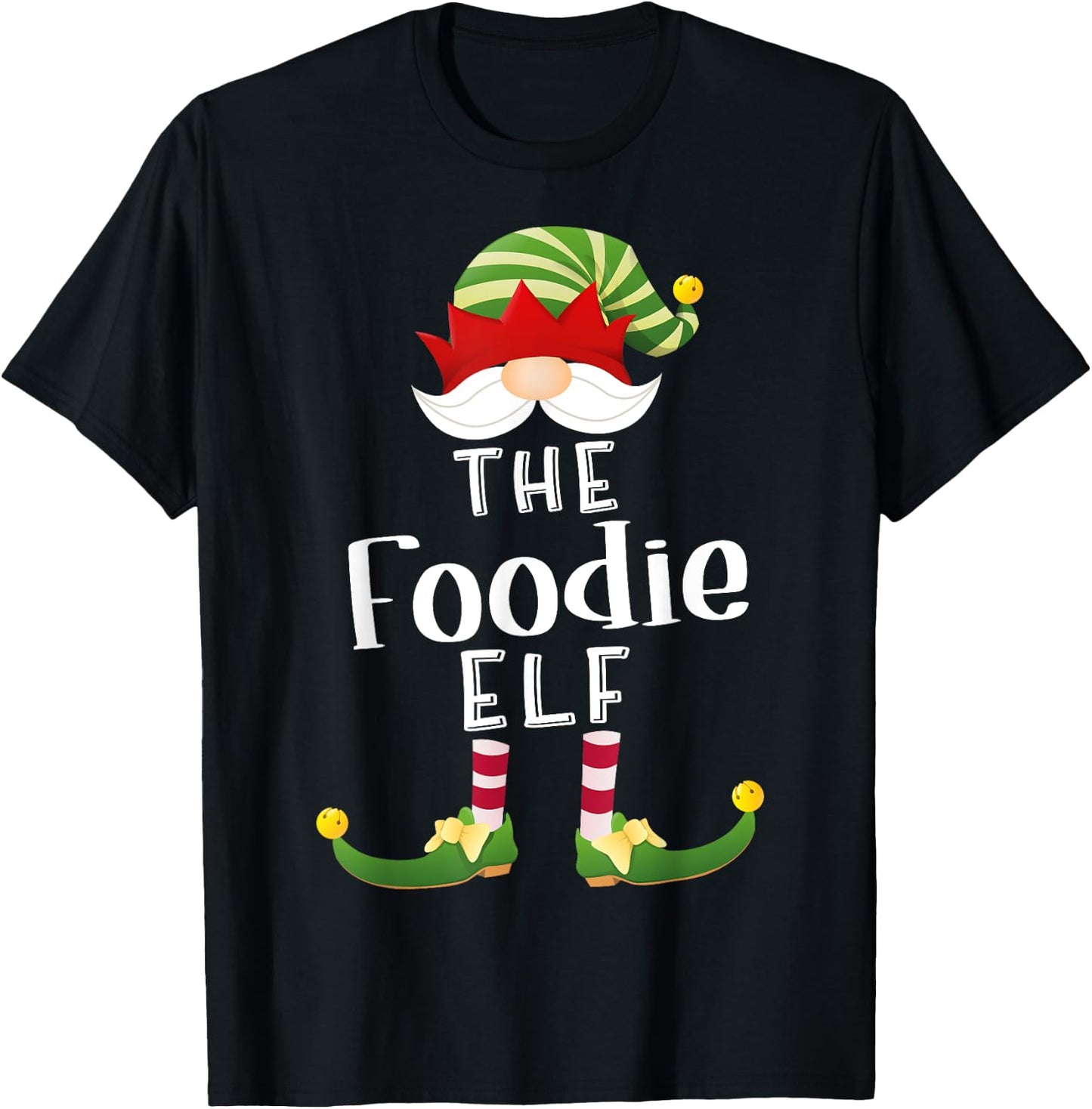 Foodie Elf Group Christmas Funny Pajama Party T-Shirt - T-Shirt | Black