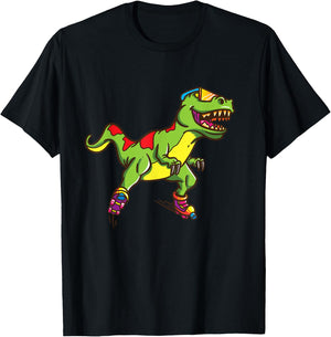 Roller Skate Shirt for Boys Girls Skating T Rex Skater T-Shirt - T-Shirt | Black