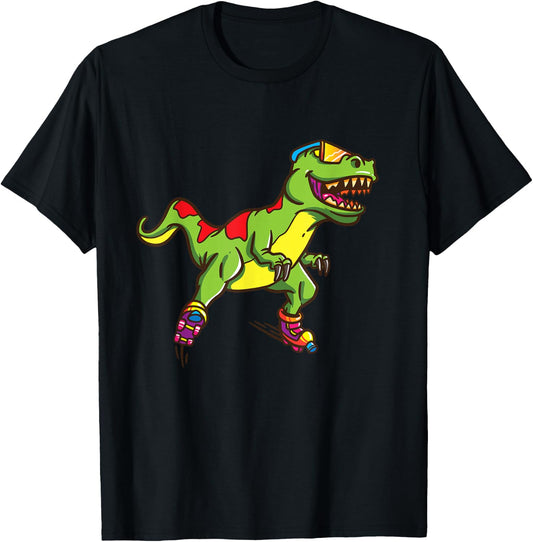 Roller Skate Shirt for Boys Girls Skating T Rex Skater T-Shirt - T-Shirt | Black