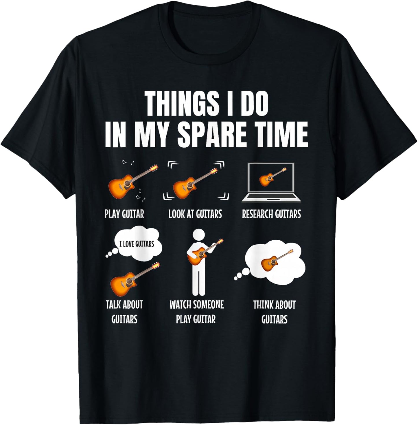 6 Things I Do in My Spare Time Guitar Player T-Shirt - T-Shirt | Black