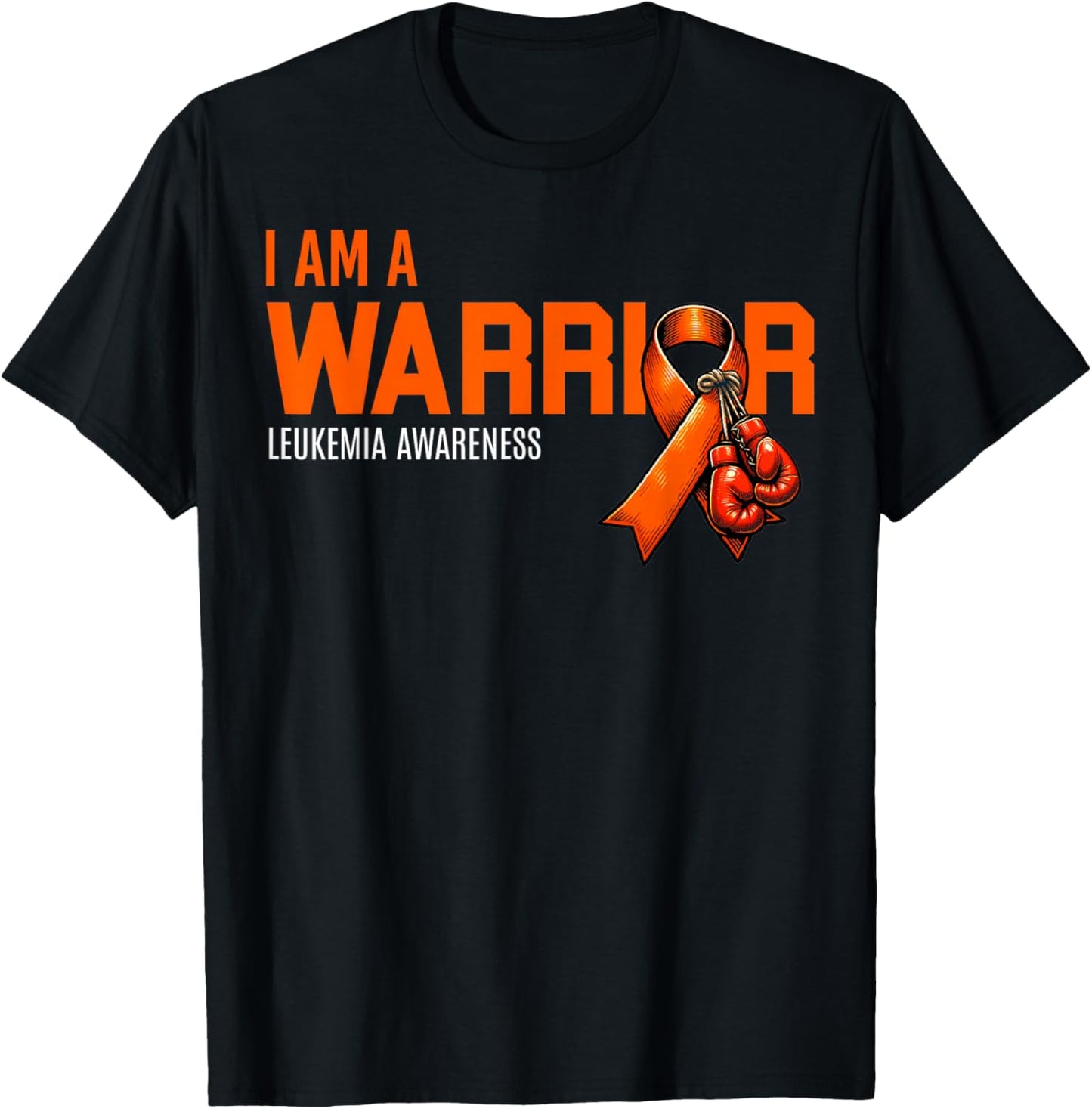 I Am A Warrior Leukemia Cancer Awareness Boxing Gloves Gifts T-Shirt - T-Shirt | Black