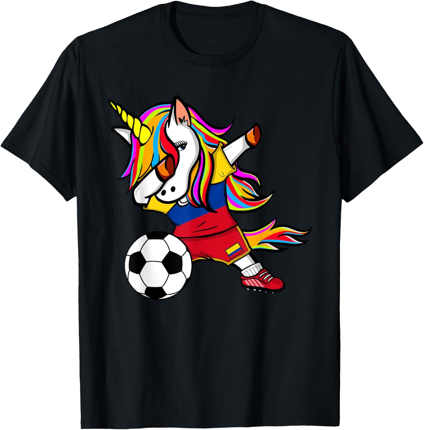 Dabbing Unicorn Colombia Soccer Jersey - Colombian Football T-Shirt - T-Shirt | Black