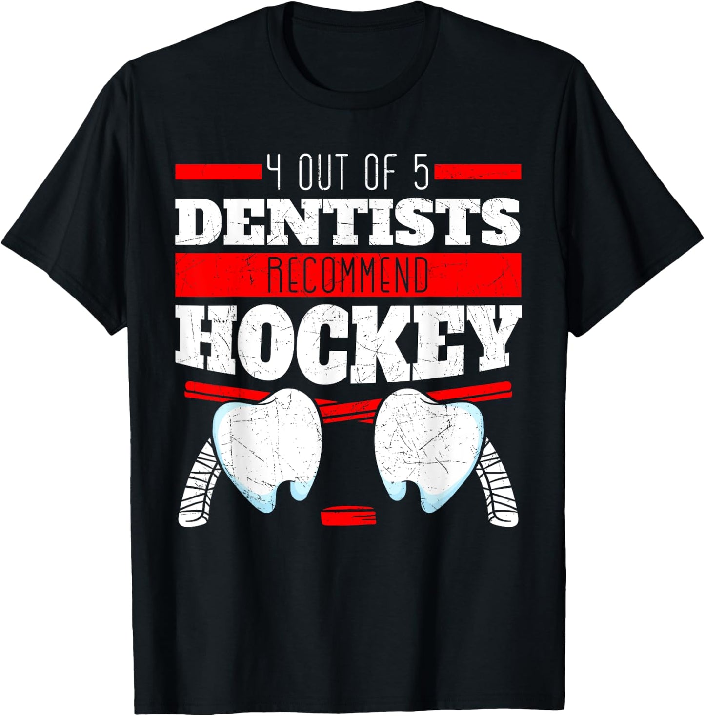 Dentist Mouth Doctor Dentistry Dental Surgeon Hockey Gift T-Shirt - T-Shirt | Black