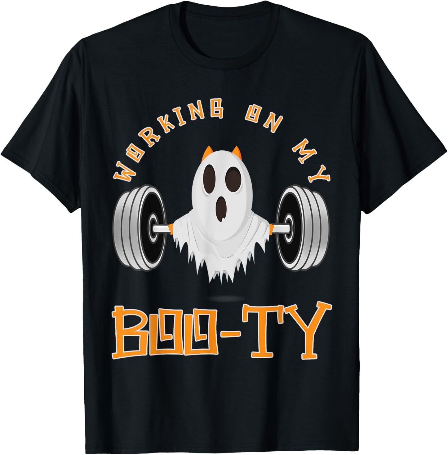 Funny Halloween Workout Gym Working On My Boo-Ty Men Women T-Shirt - T-Shirt | Black