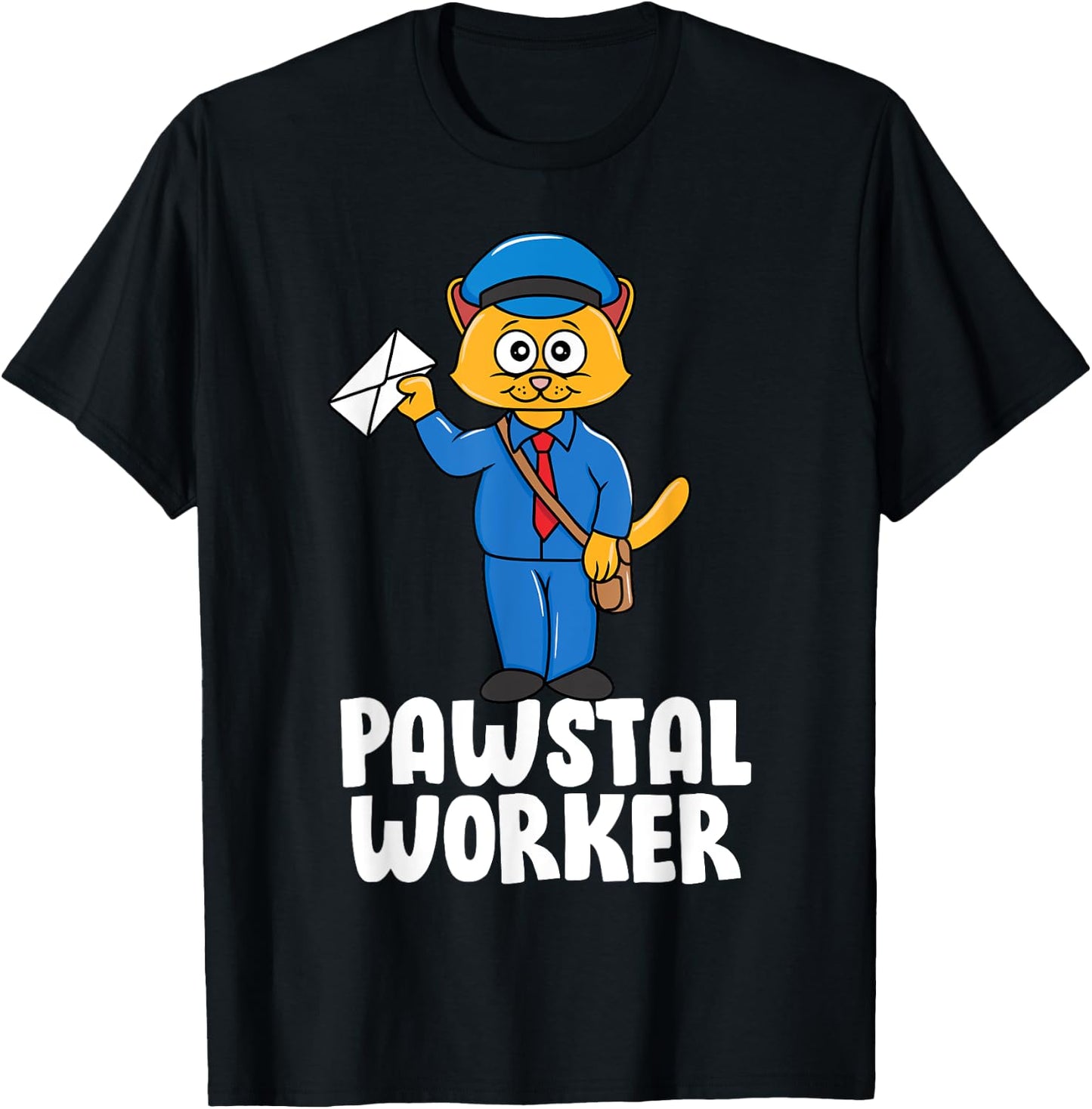 Postal Worker Funny Cat Pun Mailman Mail Lady Gift T-Shirt - T-Shirt | Black