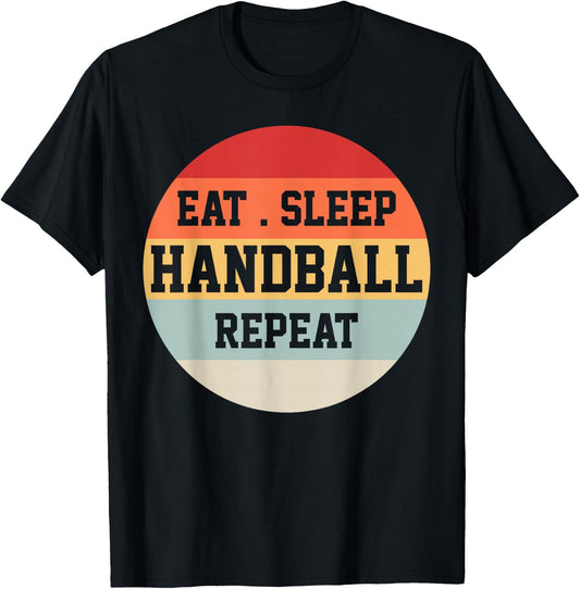Retro Handball Sports Player Funny Gift T-Shirt - T-Shirt | Black