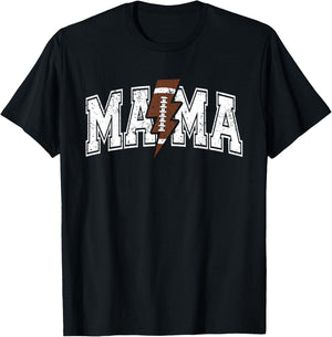 Football Mom Lightning Bolt Mothers Day Football Mama T-Shirt - T-Shirt | Black