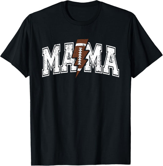 Football Mom Lightning Bolt Mothers Day Football Mama T-Shirt - T-Shirt | Black