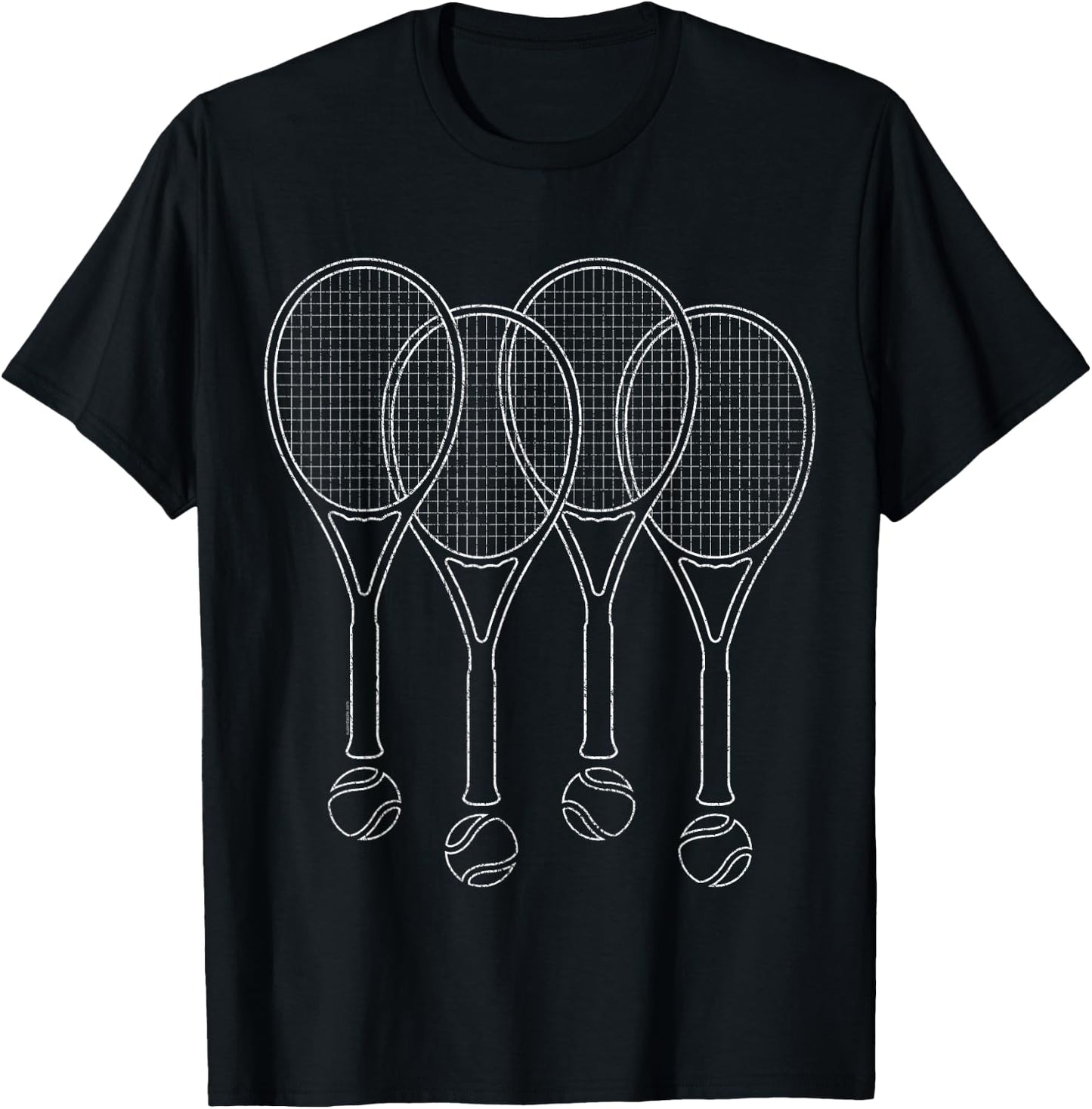 Tennis Men's Women's Boys Tennis Racket Balls T-Shirt - T-Shirt | Black