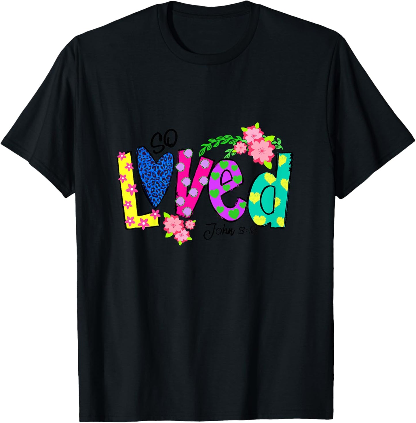 Loved Floral Polka Dots Easter Day Gift Christian Girl Boy T-Shirt - T-Shirt | Black