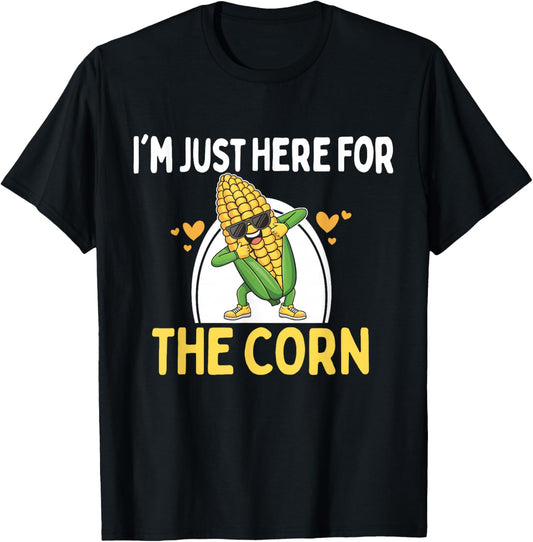 I'm Just Here For The Corn Funny Corn On The Cob T-Shirt - T-Shirt | Black