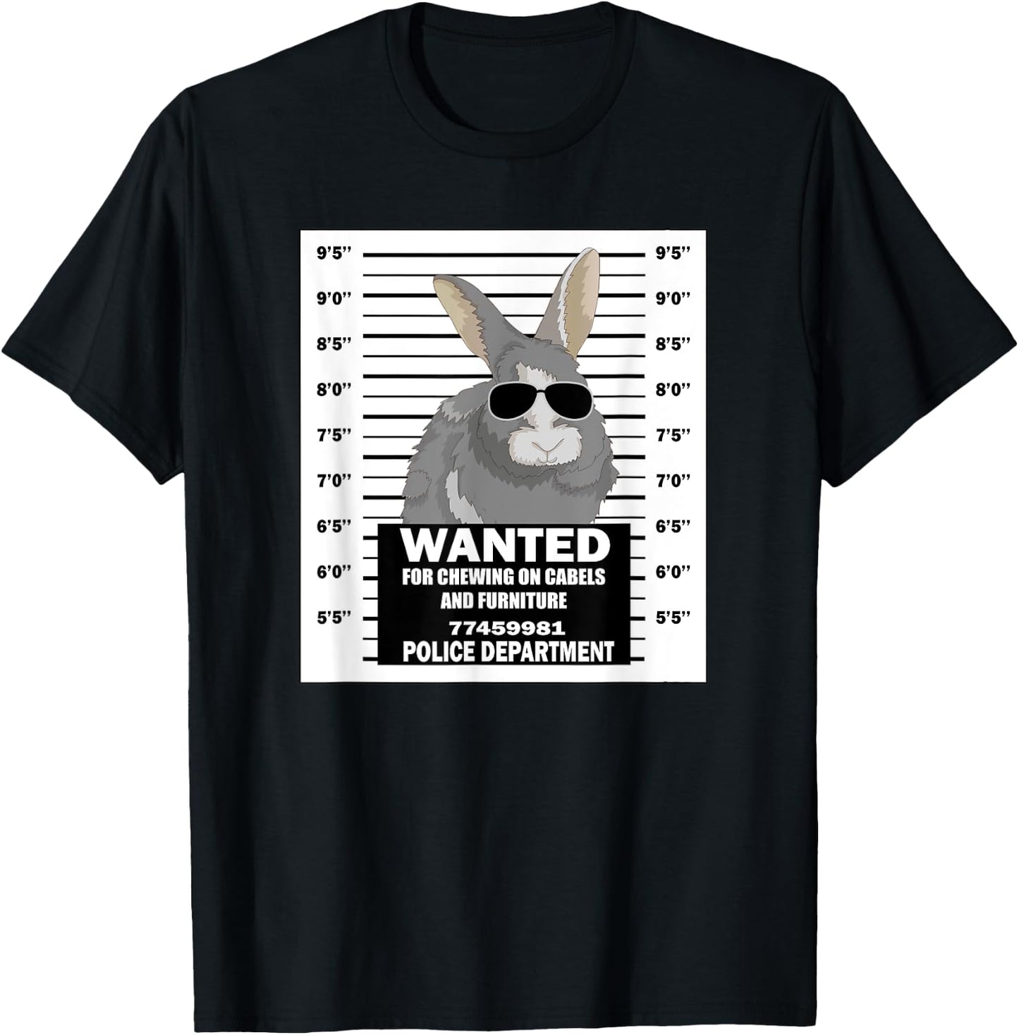 Bunny Rabbit Mugshot Funny T-Shirt - T-Shirt | Black