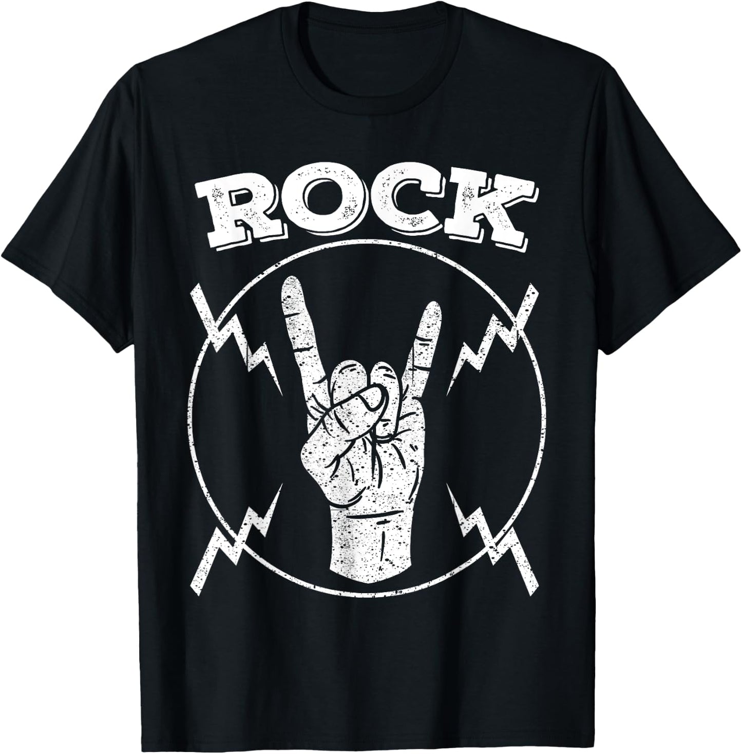Cool Vintage Rock N Roll Hand Gift | Funny Musicians Symbol T-Shirt - T-Shirt | Black