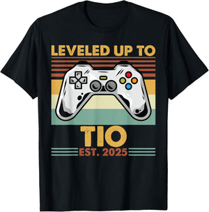 Leveled Up To Tio Est 2025 First Time Uncle T-Shirt - T-Shirt | Black