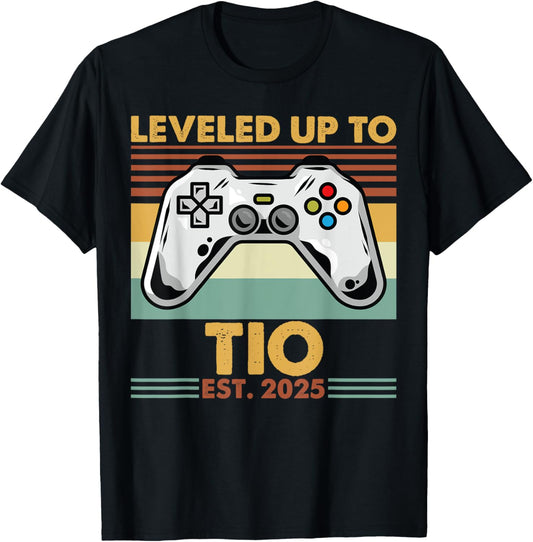 Leveled Up To Tio Est 2025 First Time Uncle T-Shirt - T-Shirt | Black