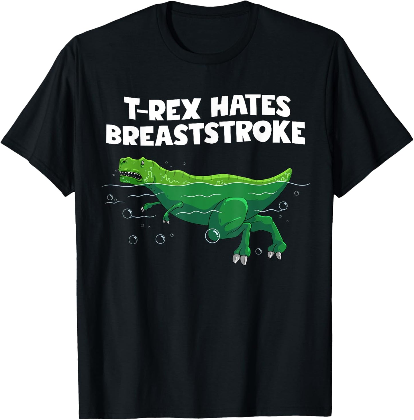Funny T-Rex Gift Men Women Cool Dino Swimming Breaststroke T-Shirt - T-Shirt | Black