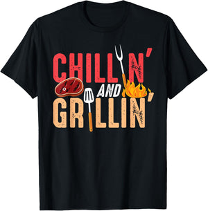 Chillin And Grillin Barbecue Party T-Shirt - T-Shirt | Black