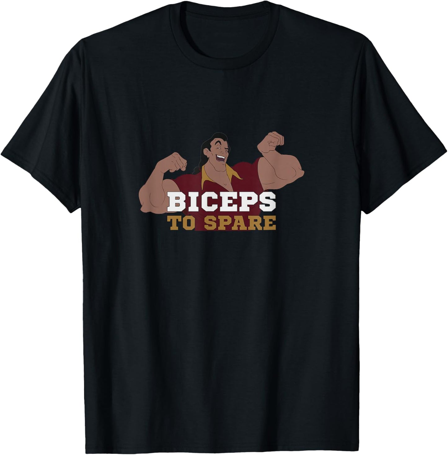 Disney Beauty & The Beast Gaston Flexing Biceps To Spare T-Shirt - T-Shirt | Black