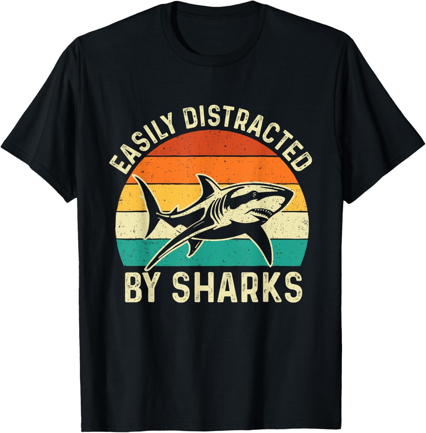 Easily Distracted By Sharks - Marine Biologist Ocean Sea T-Shirt - T-Shirt | Black
