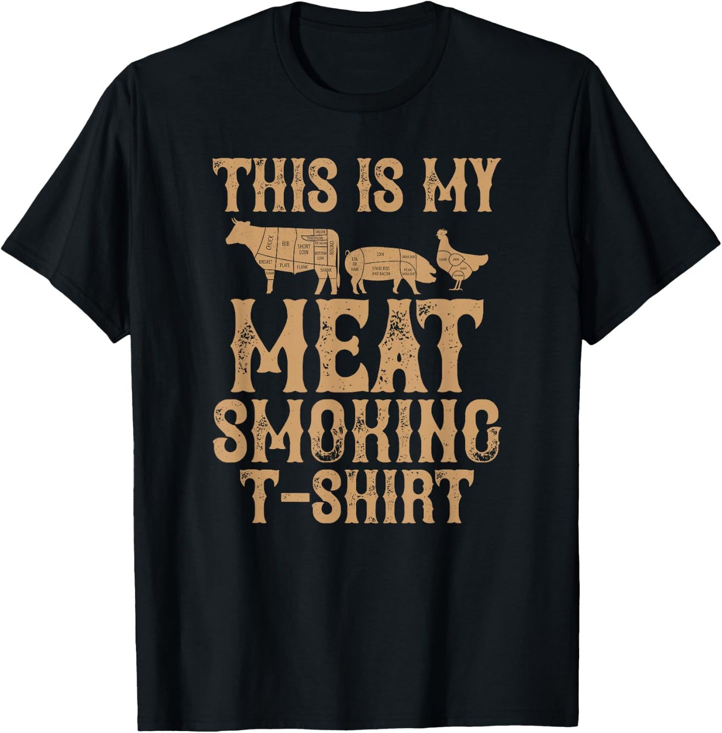 This Is My Meat Smoking BBQ Vintage T-Shirt - T-Shirt | Black