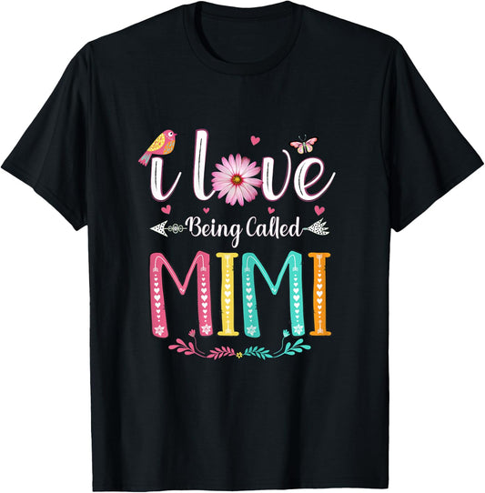 I Love Being Called Mimi Daisy Flower for Grandma T-Shirt - T-Shirt | Black