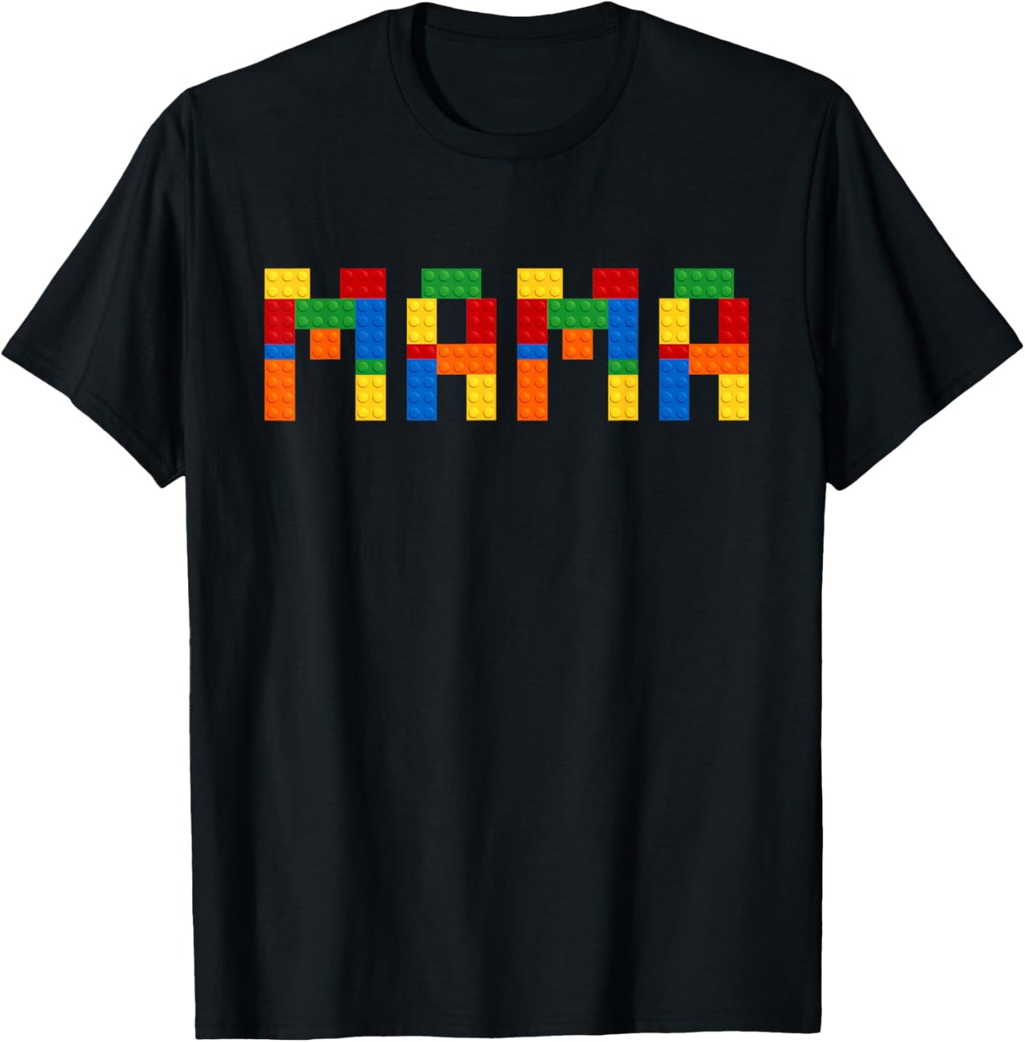 Mama Building Blocks Mom Of The Birthday Boy Bricks T-Shirt - T-Shirt | Black